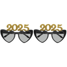 2Paare Neue Jahr Brillen 2025 Aus Goldenem ABS, Festliche Party-