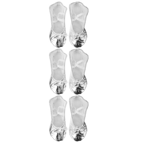 3Stk Silber Ballettschuhe Für Kinder Training Mit Stretchgurt Komfort