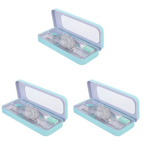3Ensembles Kit Scolaire Règle Bleue Compas Rapporteur Précis