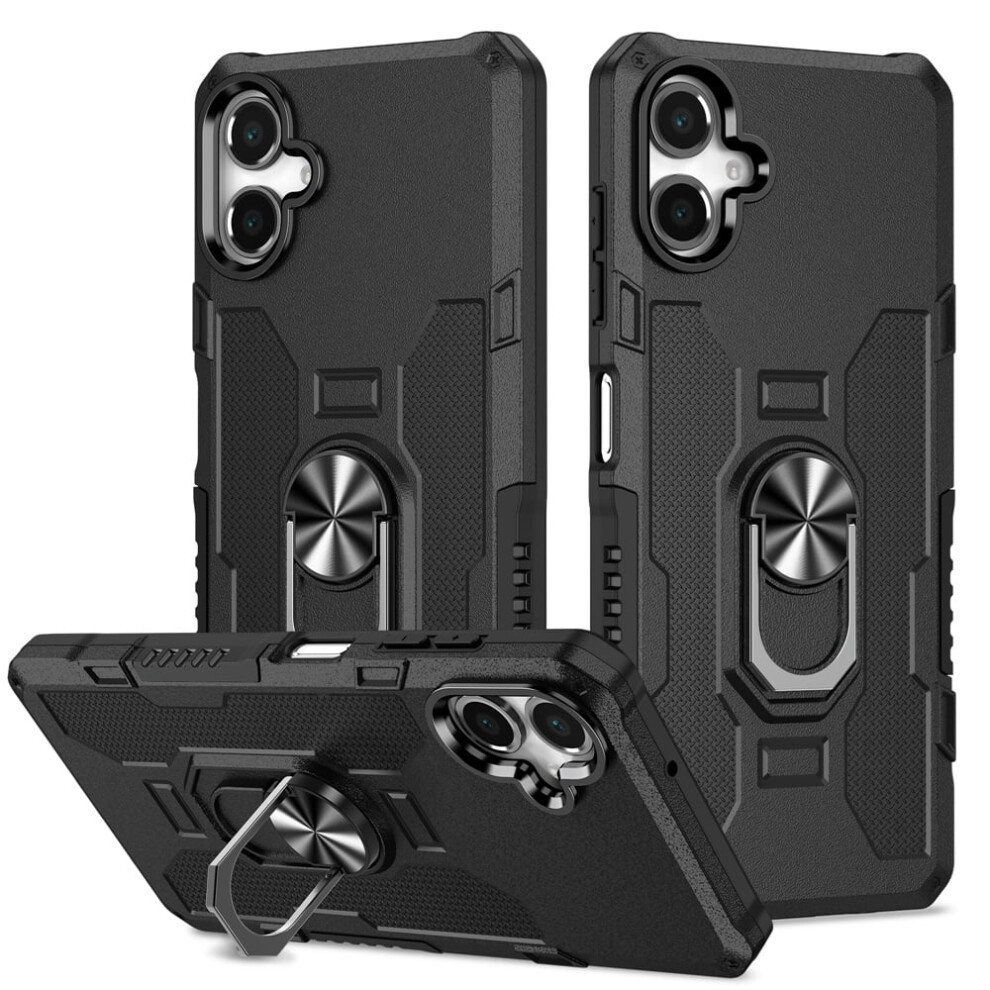 Rugged Defender Case For Samsung Galaxy A06 4G (6.7") Â Anti-Drop, Non-Slip, Ring Holder & Kickstand, Black 9482726207597