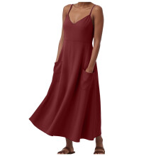 Sommerliches langes Baumwoll-Leinen-Kleid für Damen, 2025, ärmellos, fließender Boho-Stil, lockeres und bequemes Kleid in großen Größen mit