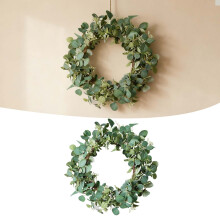 Corona de primavera/verano para puerta principal con hojas – Decoración rústica para interiores y exteriores: ideal para porches, paredes,