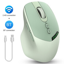Støjsvag Dual Mode Trådløs Mus Bluetooth 2.4G, Lydløst Klik, DPI Justerbar, 500mA Batteri, Skærm til PC Bærbar Mac