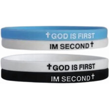 GOD IS EERST siliconen armband, inspirerende christelijke religieuze armband als cadeau, waterdicht materiaal, geloofsaanmoedigingssieraad, unisex
