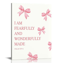 Pink Coquette Bow Wall Art Posters – Bow Bedroom Decor, Coquette Aesthetic Gifts for Women & Teens, Inspirational Bible Verses Decor