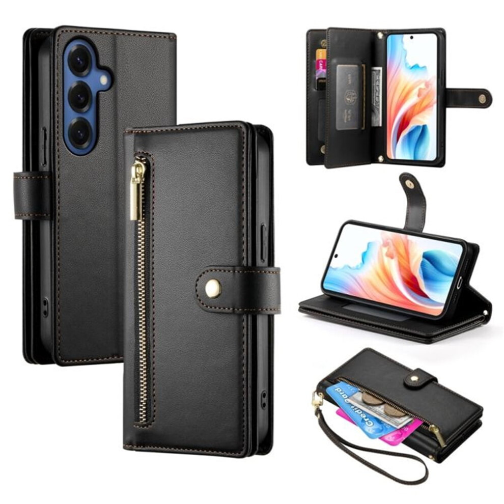 Compatible With Samsung Galaxy S26 Pro 5G / S26 5G 6.3" Wallet Case Â Leather, Multi-Card Slots, Zipper Pocket, Lanyard Strap, Black 9482726208044