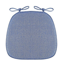 Cojines para sillas de comedor con forma de D, con lazos, funda extraíble, 3 cm de grosor, 35 x 41 cm, color azul.