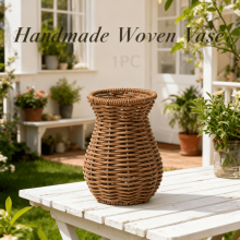 Vase en rotin, vase décoratif en osier tressé à la main, idéal pour la décoration du salon, parfait pour les compositions de fleurs séchées et