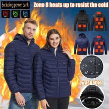 Giacca riscaldata per uomo e donna, 8 zone di riscaldamento, cappotto invernale con cerniera, softshell, trapuntato e leggero – compatibile con