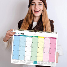 Calendario da scrivania in inglese di 18 mesi, formato 16,93 x 11,81 pollici, da luglio 2025 a dicembre 2026. Ampio spazio per scrivere. Carta di