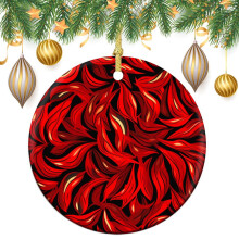 Red Chili Ceramic Ornament Watercolor Farm Design 1pc