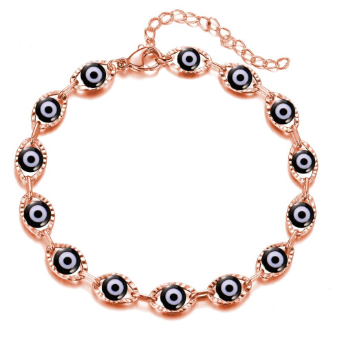 Evil Eye Bracelet Alloy Rose Gold Black