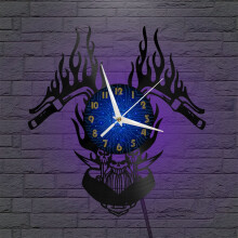 Hell Motorcycle 12" vinyl wandklok – stil, LED, creatieve decoratie voor woonkamer/slaapkamer – compatibel met Hell Motorcycle-fans