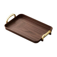 Plateau de service aspect bois avec poignées – Élégant pour le coin café, le petit-déjeuner au lit, le salon, la cuisine et le bureau