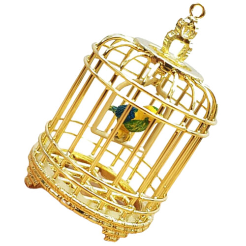 3Pcs Tiny Golden Birdcage Mini House Accessory Simulation Decor 2