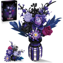 Blumenstrauß-Bausteinset, kompatibel mit Lego, mit Vase, Rose, Sonnenblume, botanische Kollektion für erwachsene Mädchen (Lila)