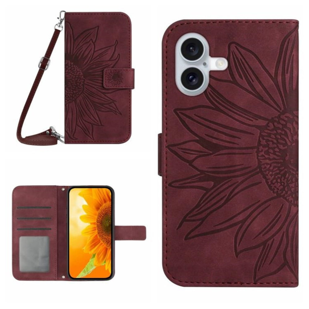 Sunflower Embossed Pu Leather Wallet Case For Iphone 17 6.3" 9066521641673