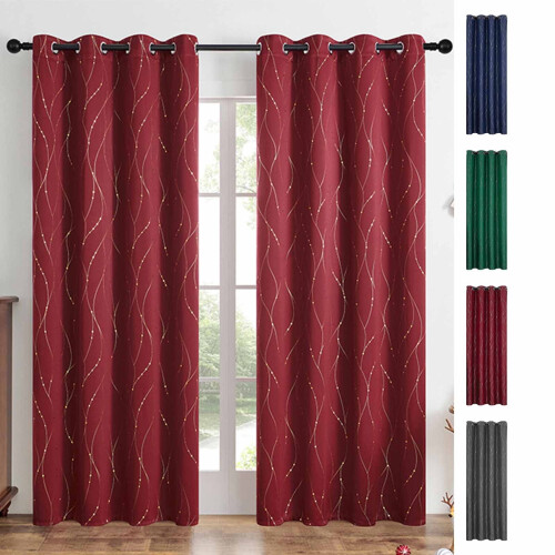 Thermal Insulated Blackout Curtain Panel Red 87x55in