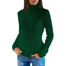Damen Oversize-Rollkragenpullover, Langarm, Strickpullover, Winterbluse, Grün, Größe 3XL