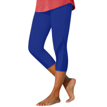 Capri Leggings for Women Blue Mesh Knee-Length Compression