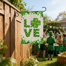 Drapeau de jardin trèfle vert pour la Saint-Patrick – Drapeau décoratif d'extérieur en lin, compatible avec la Saint-Patrick