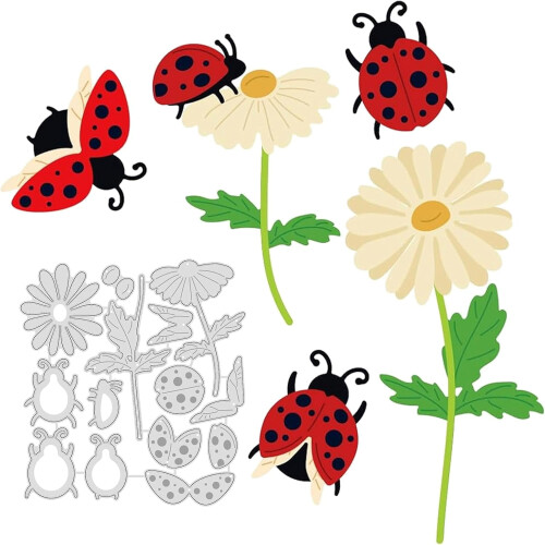 Μεταλλικές μήτρες κοπής Flower Ladybug – Συμβατές με όλες τις τυπικές μηχανές κοπής με