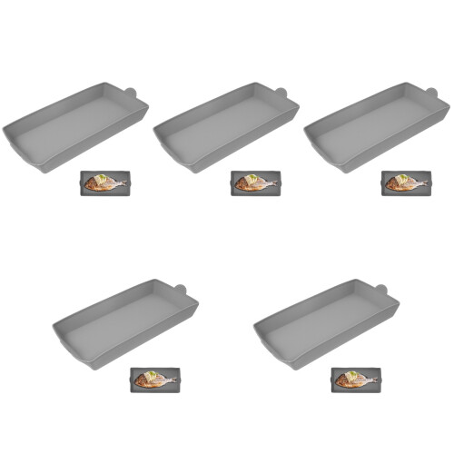 5Pcs Durable Grey Baking Trays for Oven Storage Reusable Kitchen Set 1