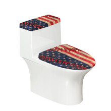 Set universal antiderapant cu capac anti-praf pentru toaletă, cu steag american, regiune stea, pachet de 2 buc, cu capac elastic pentru capacul