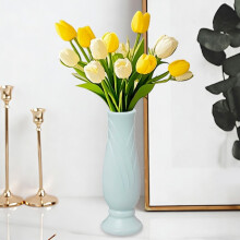 Vaso de plástico imitando cerâmica e rattan – Vaso decorativo para arranjos secos/úmidos, decoração para casa/escritório/Dia dos Namorados