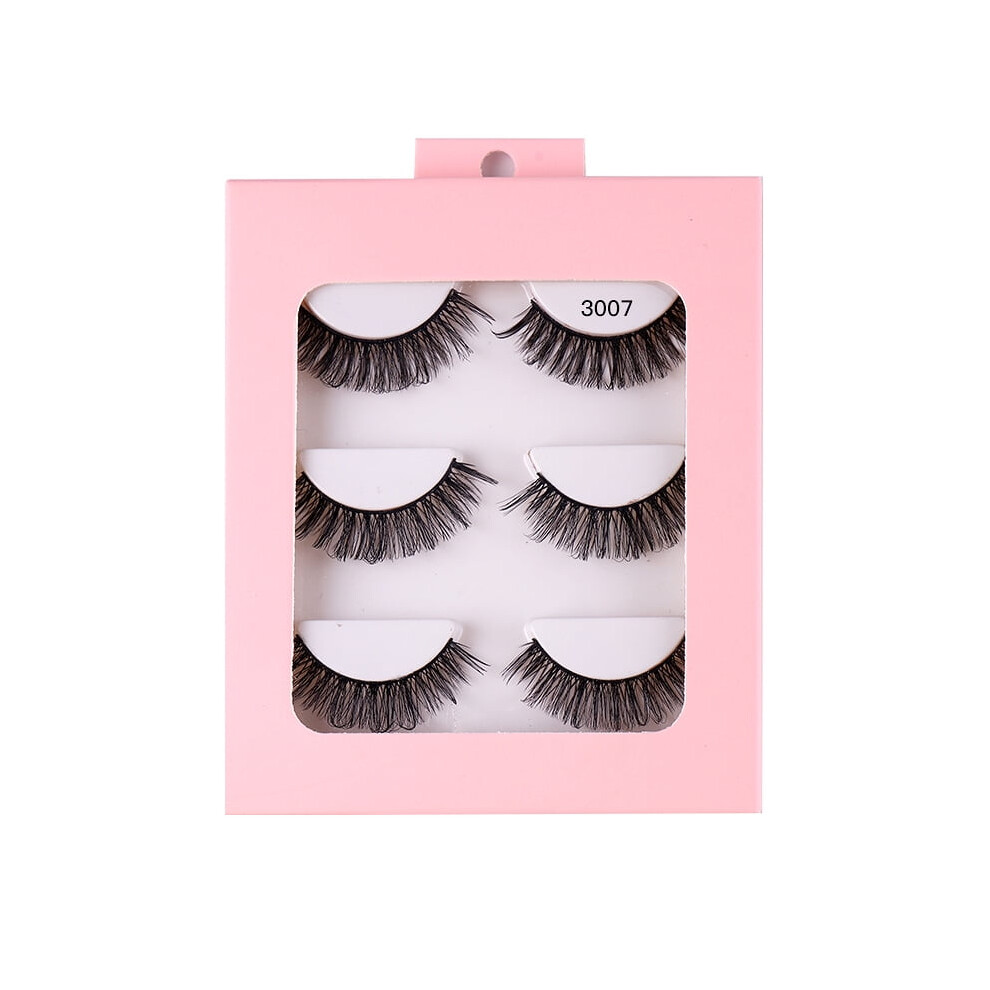 3 Pairs Synthetic False Eyelashes - Curly Thick & Realistic Look, Compact Pack for Daily Makeup & Travel