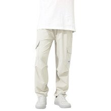Pantalon cargo ample pour garçon adolescent, jambes droites et taille élastique, pantalon décontracté blanc uni, 6-7 ans