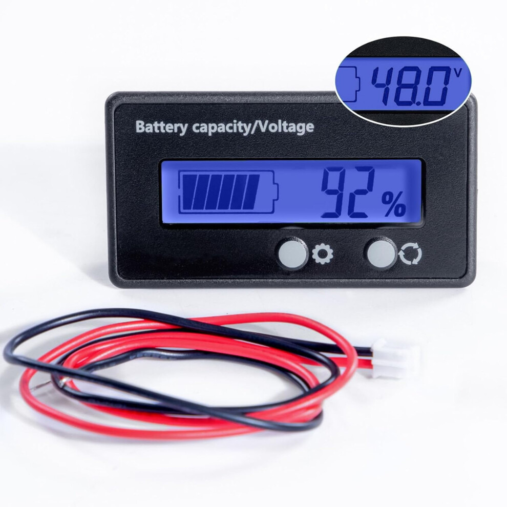 48V Battery Meter - 10-100V Golf Cart Battery Gauge, Dc 12V-84V Voltage Indicator For Acid & Lithium Ion Batteries 9327961813229