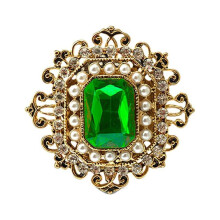 Broche retro de flor de cristal esmeralda, accesorios de regalo, color verde.
