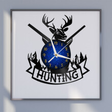 Orologio da parete in vinile "Hunting in the Wild" da 30 cm - Silenzioso, decorazione creativa per soggiorno, ingresso, camera da letto - Idea regalo