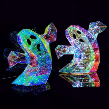 2 Stück prismatische, irisierende LED-Geister-Nachtlichter – Halloween-Beleuchtungsdekoration, kompatibel mit US-Steckdosen