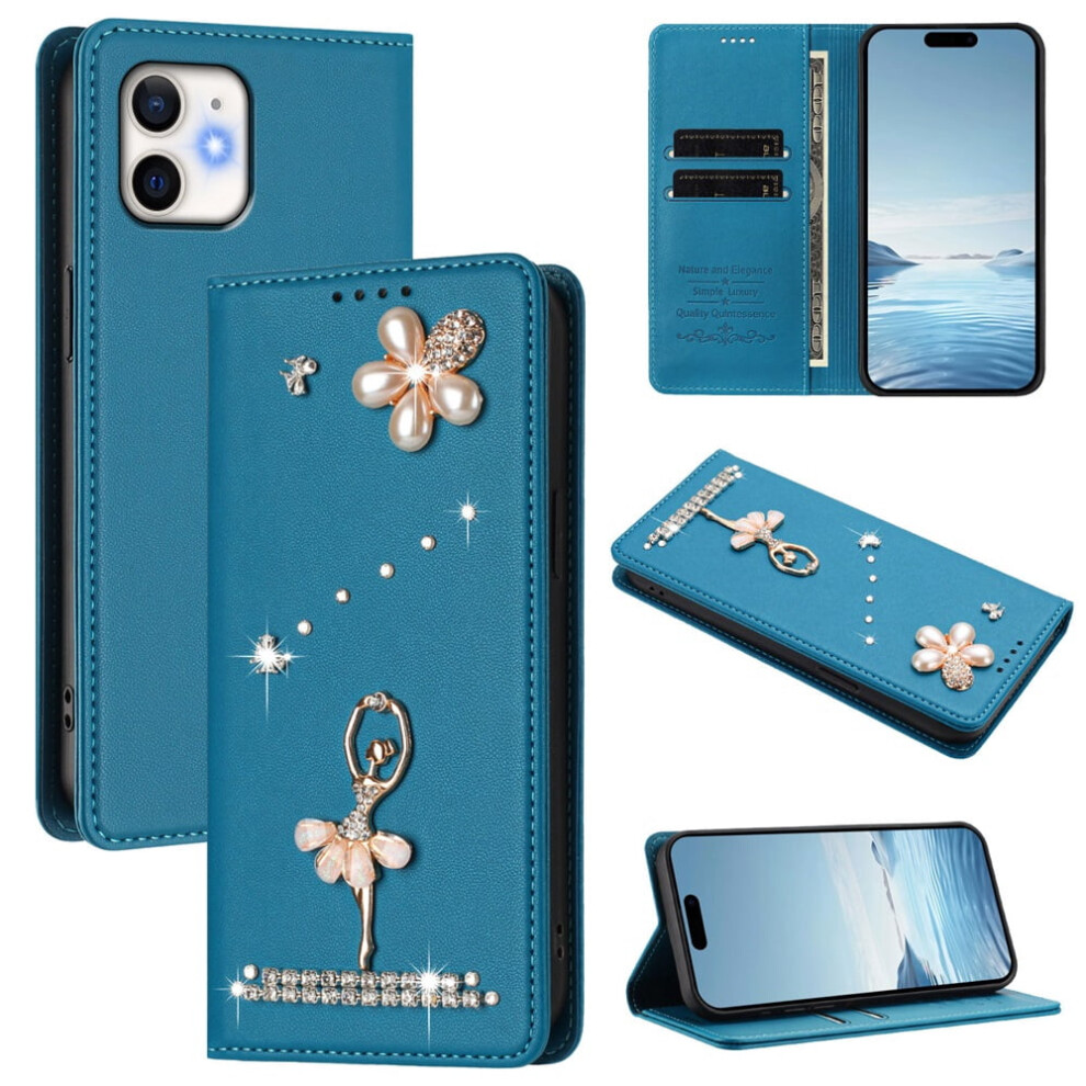 Rfid-Blocking Ballet Girl Flip Wallet Case For Iphone 11 Â Leather With Card Holder & Magnetic Closure Blue 9193271168324