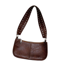 Štýlová dámska crossbody kabelka z umelej kože s nitmi, módna kabelka z 90. rokov cez rameno s dvoma popruhmi