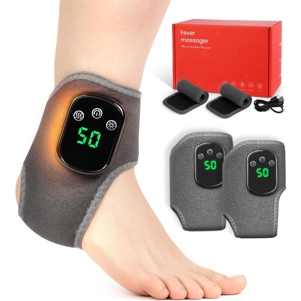 Gray Foot Massager With Triple Method Heat, 3-Level Heat & Vibration, Touch Screen, Wireless & Portable Â Compatible With All Ages