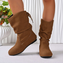 Botines de mujer holgados, con cordones, suela plana, estilo casual, tipo gamuza, ideales para el invierno, en negro, rojo y marrón.