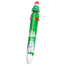 Multi Color Ballpoint Pen, 10 Ink Colors, Multi Color Press Pen with Christmas Designs, Retractable, Smooth Writing, Gift Set
