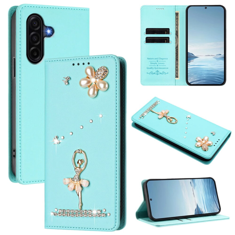 Rfid Blocking Ballet Girl Flip Wallet Leather Case For Compatible With Samsung Galaxy A57 5G Â Green 9193271168959