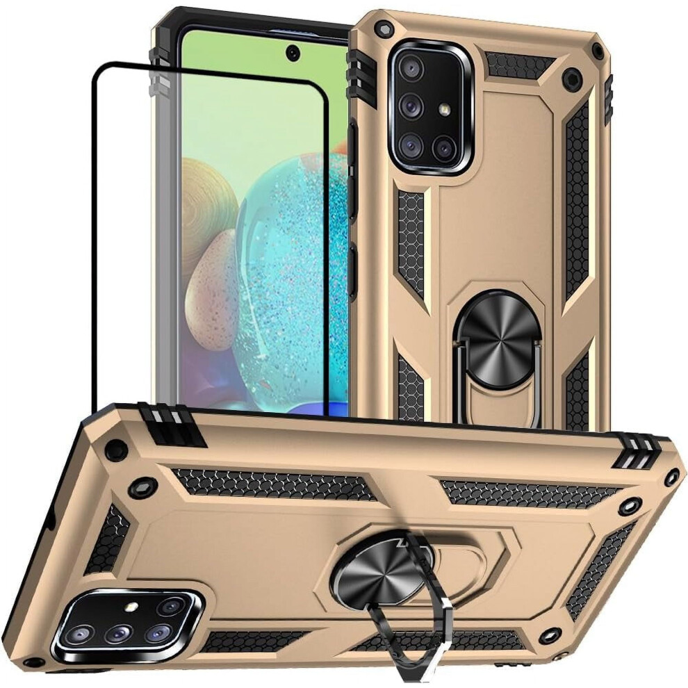 Compatible With Samsung A71 5G Case W/ Screen Protector & Ring Â Military-Grade Protection (Golden) Golden 9327961810396