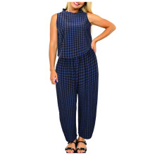 Ensemble 2 pièces pour femme été 2025 : pantalon large court assorti, idéal pour les voyages, les vacances, la plage et la détente. Bleu, taille