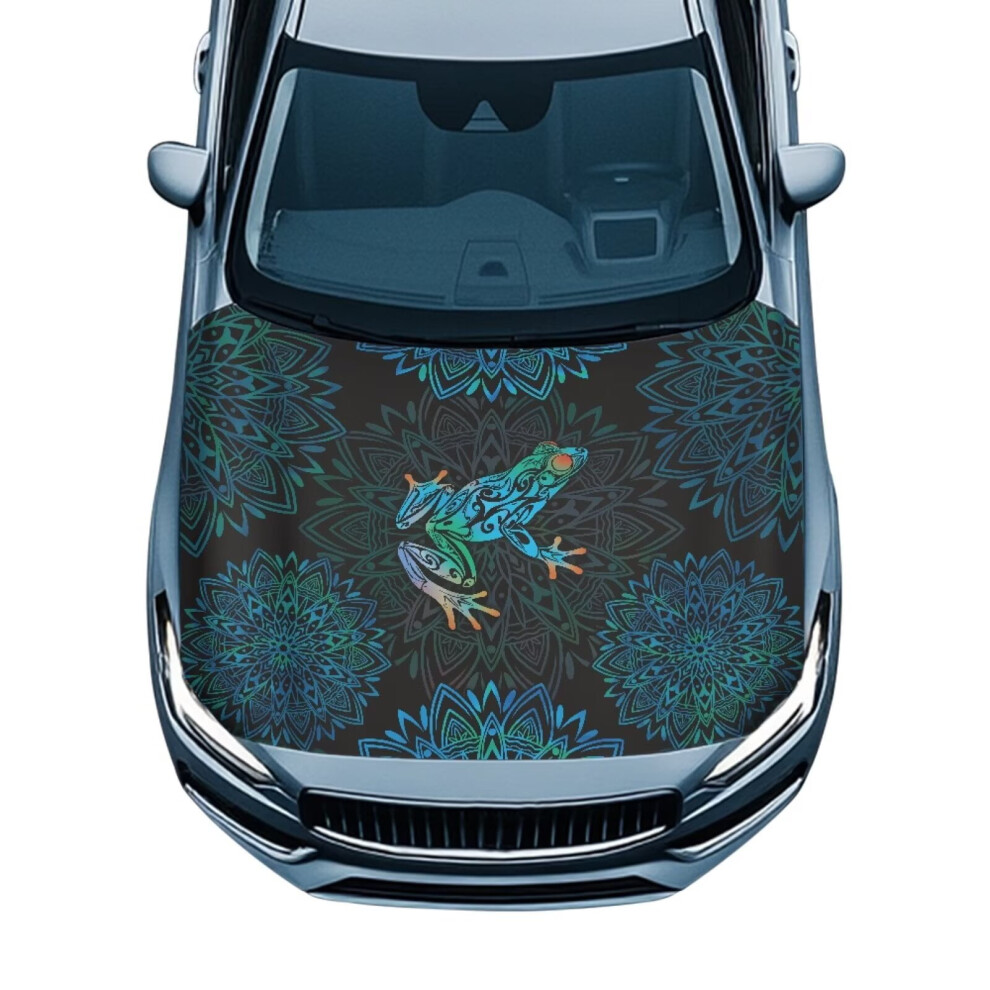 Car Hood Cover Protection Elastic Polyester Mandala Frog Car Hood Protectors Waterproof Auto Hoods Cover For Trucks, Cars, Suv, Or Van Decorations 9327961814264