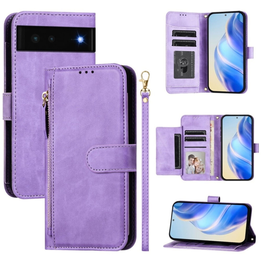 For Google Pixel 6 6.4-Inch Wallet Case For Women Men Multi-Card Slots Zipper Wallet Leather Phone Case,,For Google Pixel 6 Red 9152228662520