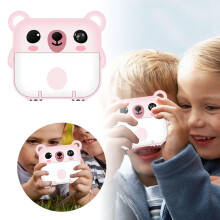 Mini Cartoon Bear Camera with Motion Detection, USB Recorder, Keychain Video Cam for Travel/Gift – Pink