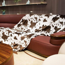 Felroze fleece plaid met koeienprint, 60x80 inch (152x203 cm), zacht en comfortabel, decoratief voor bed, bank, fauteuil, camping en reizen.