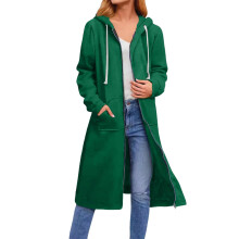 Cardigan da donna a tinta unita, ampio, con cerniera e cappuccio, verde, taglia XXXL