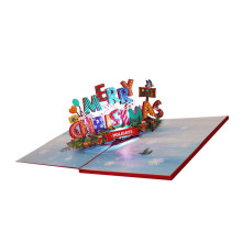 Popup Musical Christmas Greeting Cards with 3D Effect for Holiday Decoration