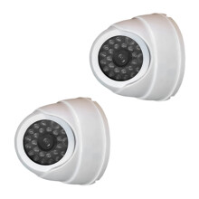 Realistische nepbeveiligingscamera met LED-flitslicht voor binnen- en buitengebruik. Bewakingscamera met ingebouwde stroomvoorziening.